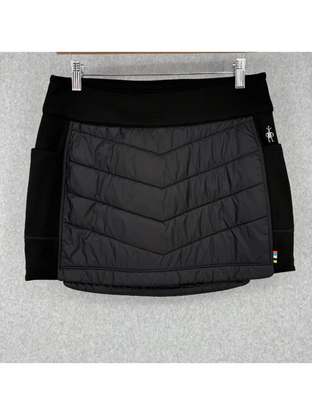 Smartwool Women Smartloft Pull On Skirt Size S Black Pockets Quilted Merino Wool